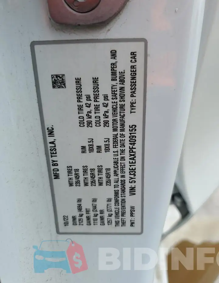 5YJ3E1EAXPF409155 Photo# 12