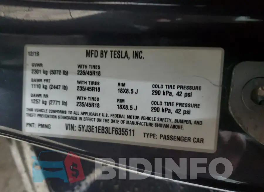 5YJ3E1EB3LF635511 Photo# 12
