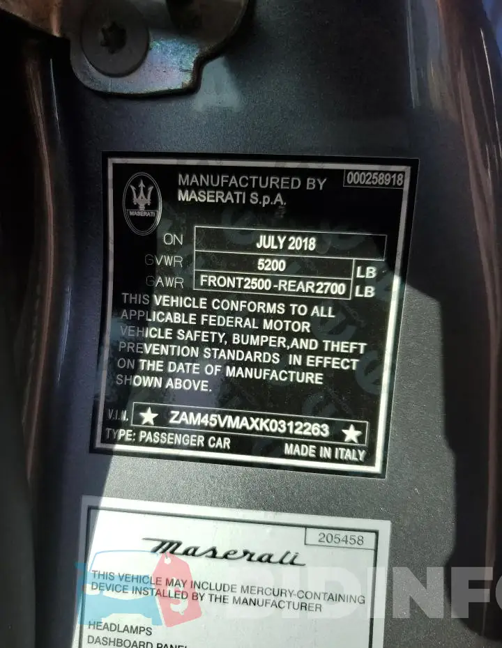 ZAM45VMAXK0312263 Photo# 13
