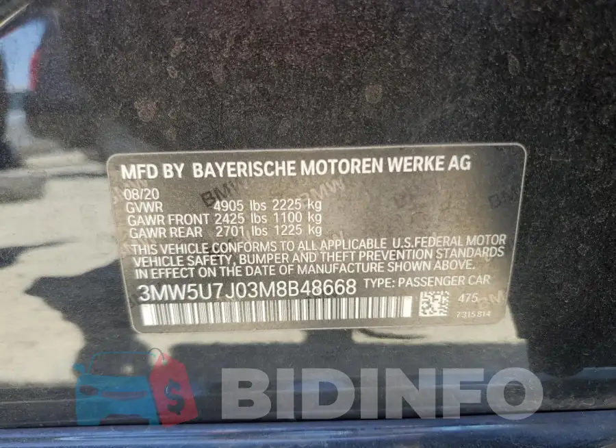 3MW5U7J03M8B48668 Photo# 13