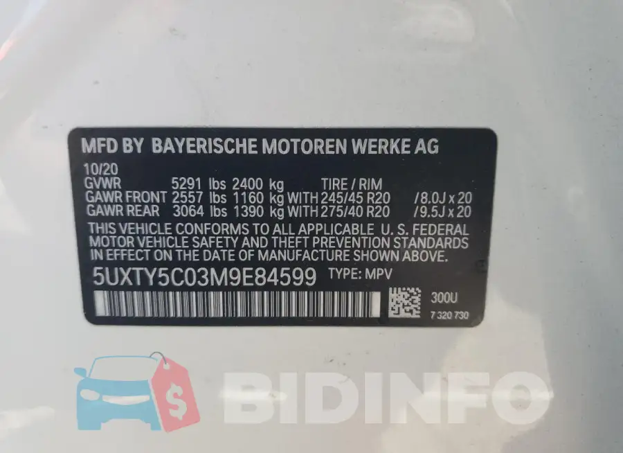 5UXTY5C03M9E84599 Photo# 13