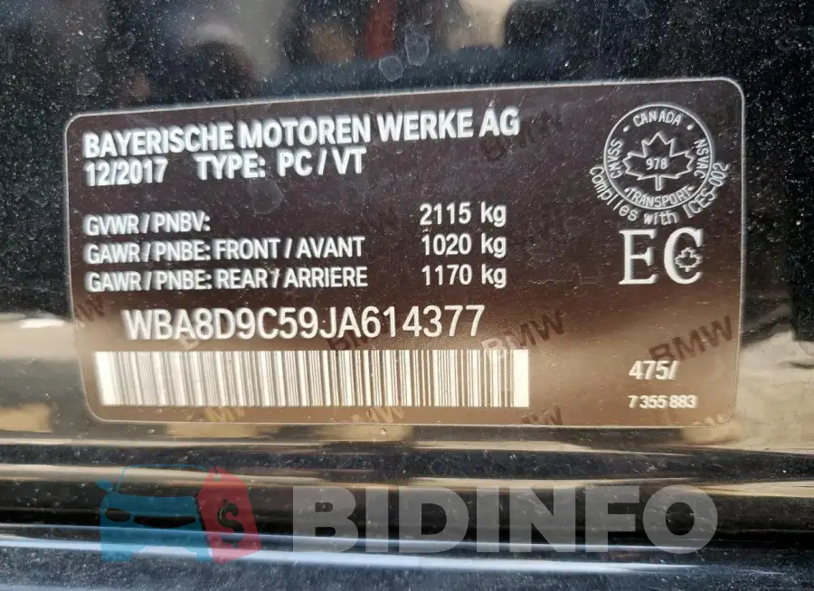 WBA8D9C59JA614377 Photo# 12