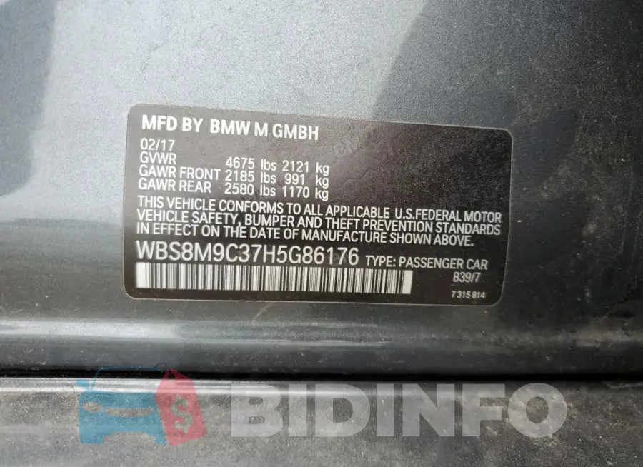 WBS8M9C37H5G86176 Photo# 12