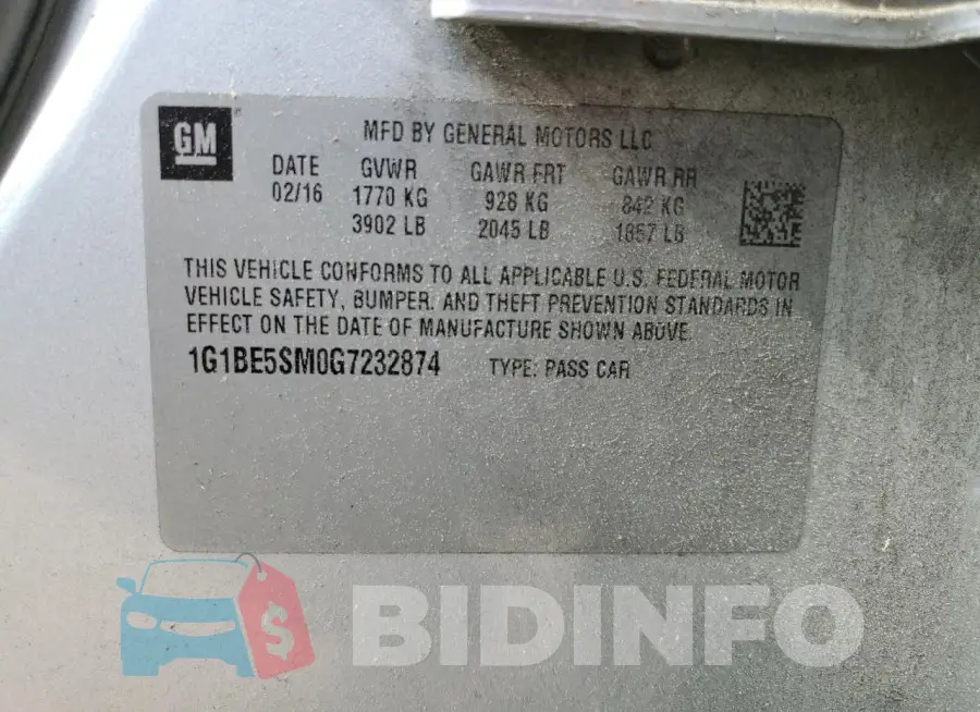 1G1BE5SM0G7232874 Photo# 12