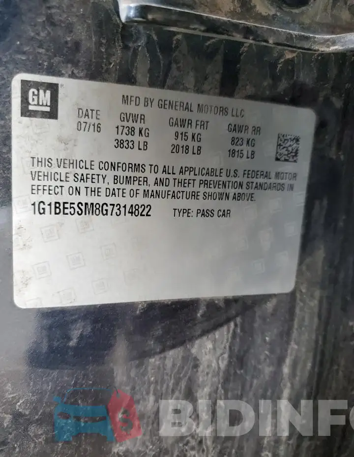 1G1BE5SM8G7314822 Photo# 12