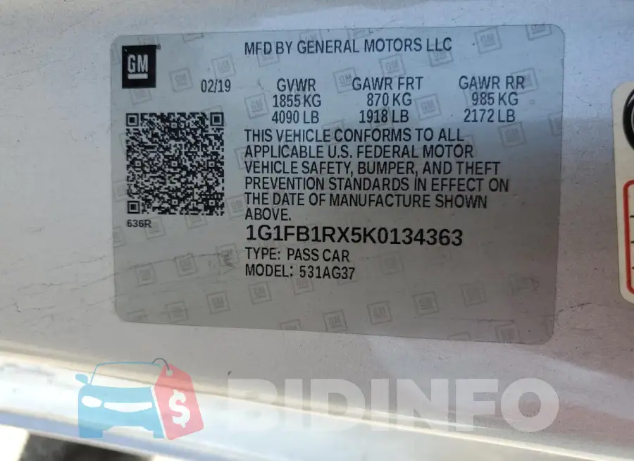 1G1FB1RX5K0134363 Photo# 12