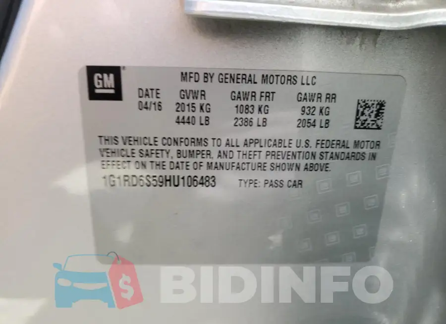 1G1RD6S59HU106483 Photo# 12