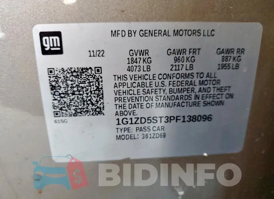 1G1ZD5ST3PF138096 Photo# 13