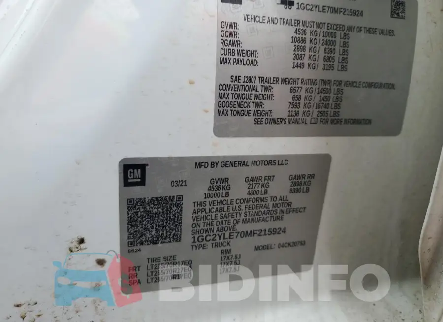 1GC2YLE70MF215924 Photo# 12