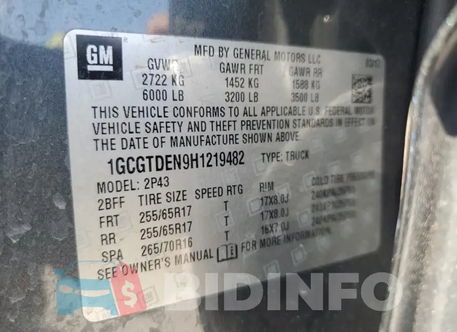 1GCGTDEN9H1219482 Photo# 12