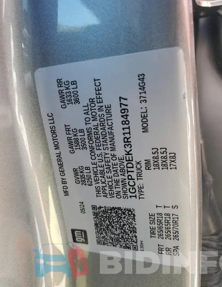 1GCPTDEK3R1184977 Photo# 13