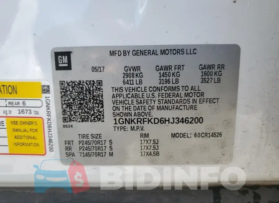 1GNKRFKD6HJ346200 Photo# 13