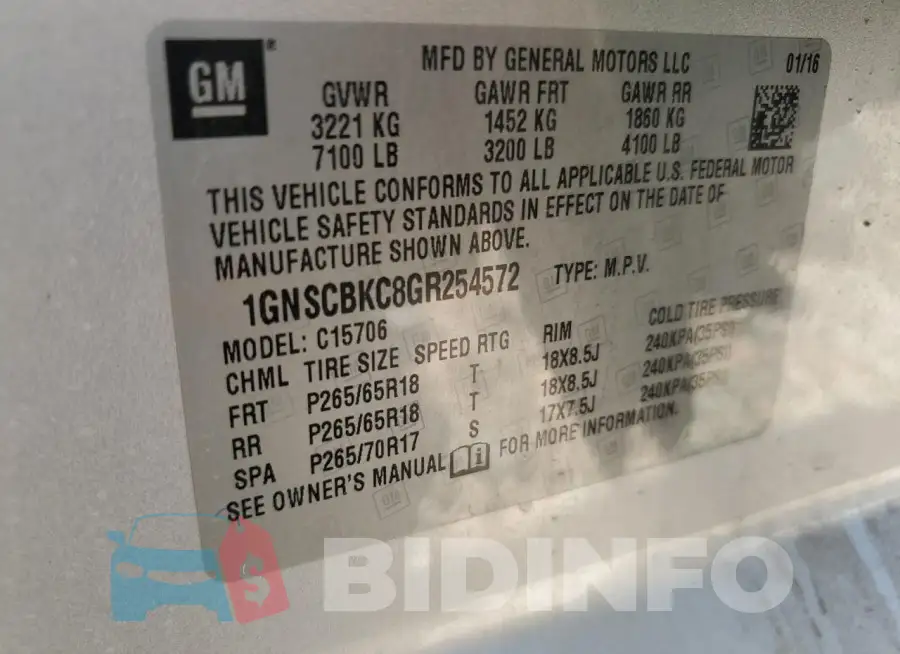 1GNSCBKC8GR254572 Photo# 14