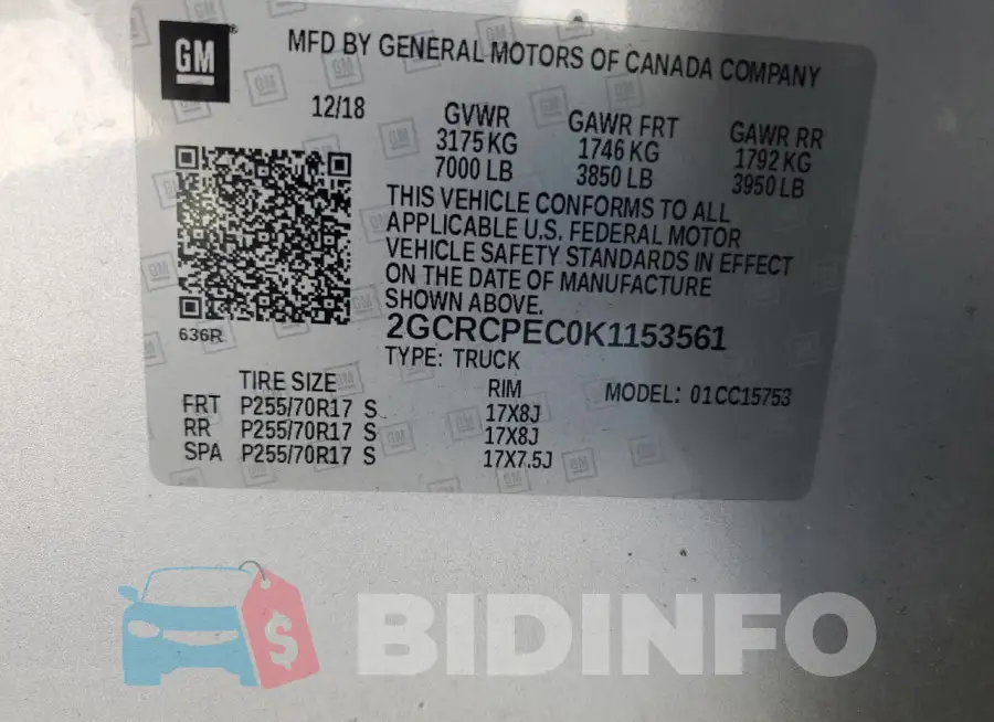 2GCRCPEC0K1153561 Photo# 13