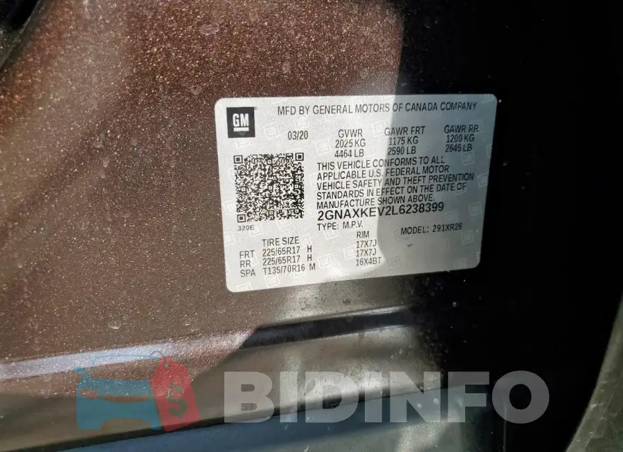 2GNAXKEV2L6238399 Photo# 13