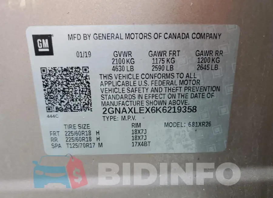 2GNAXLEX6K6219358 Photo# 13