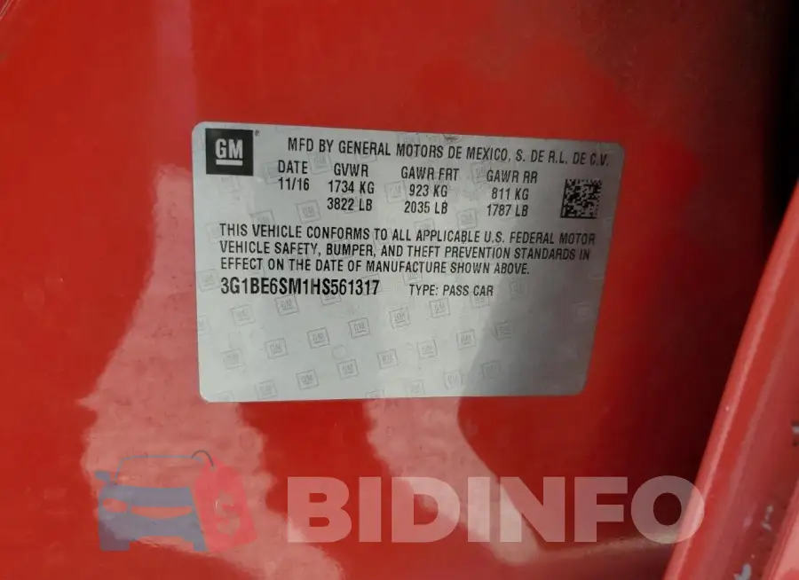 3G1BE6SM1HS561317 Photo# 12