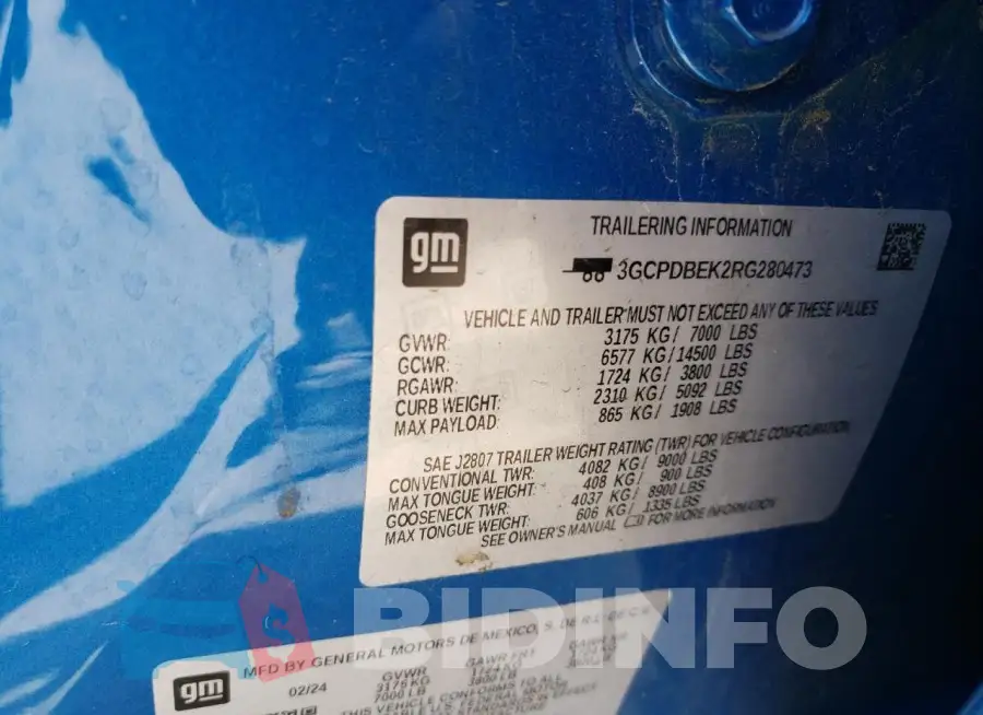 3GCPDBEK2RG280473 Photo# 12