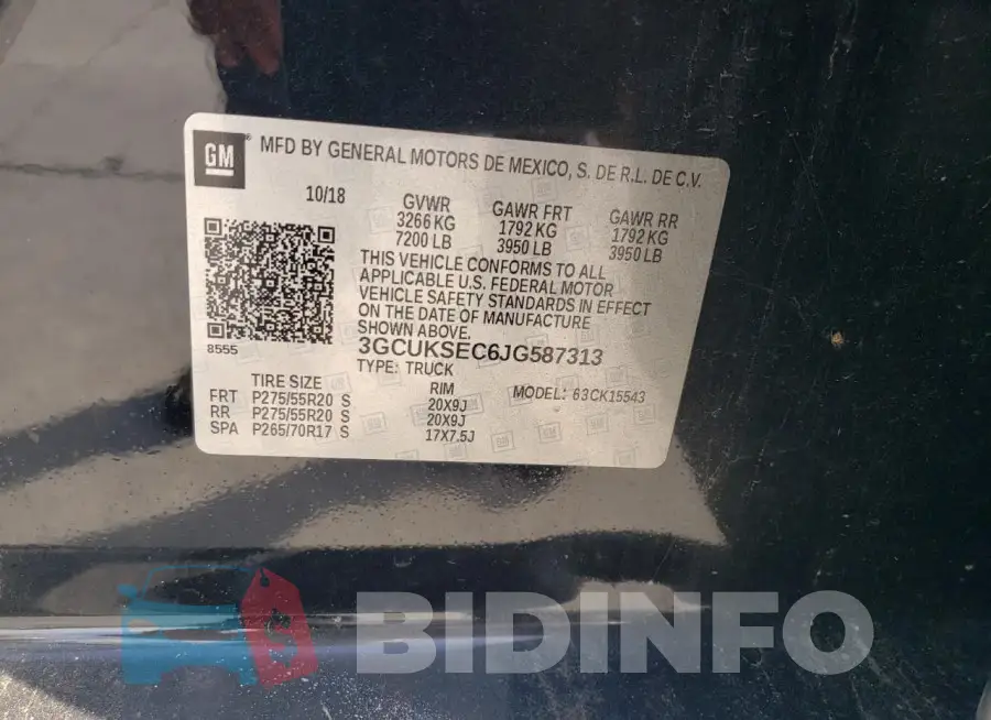 3GCUKSEC6JG587313 Photo# 12