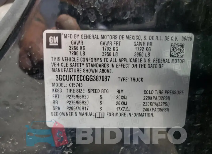 3GCUKTEC0GG387087 Photo# 12