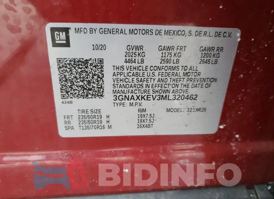 3GNAXKEV3ML320462 Photo# 14