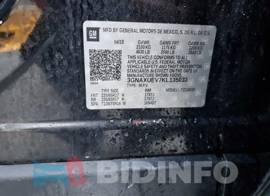 3GNAXUEV7KL135033 Photo# 13