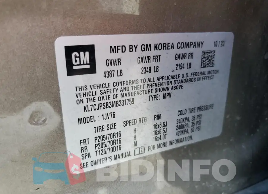 KL7CJPSB3MB331759 Photo# 13