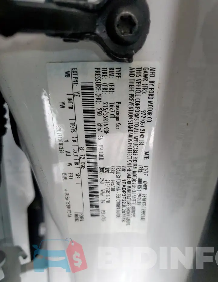1FADP3F22JL207518 Photo# 12