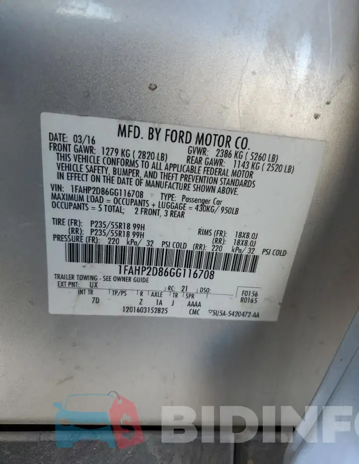 1FAHP2D86GG116708 Photo# 12