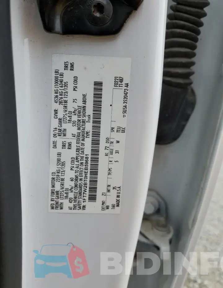 1FT7W2BT0HEB59681 Photo# 13