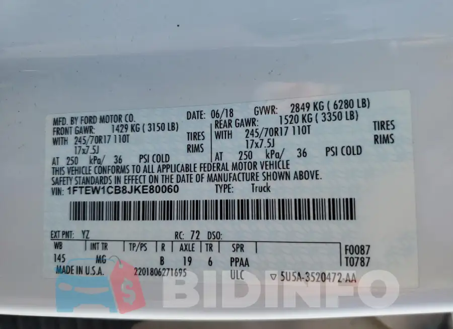 1FTEW1CB8JKE80060 Photo# 13