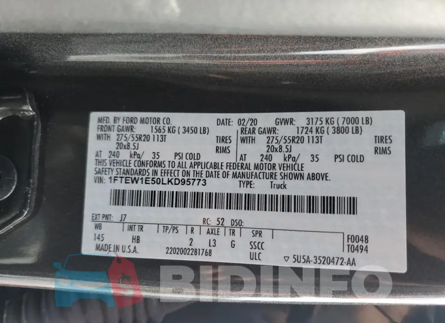 1FTEW1E50LKD95773 Photo# 12