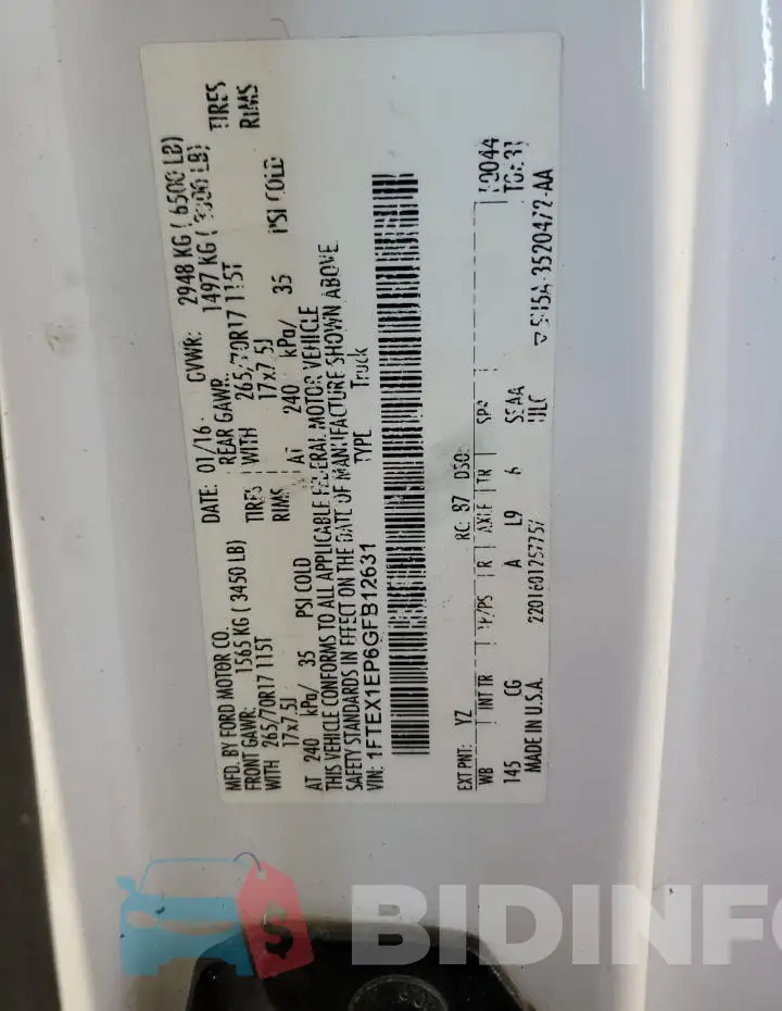 1FTEX1EP6GFB12631 Photo# 12