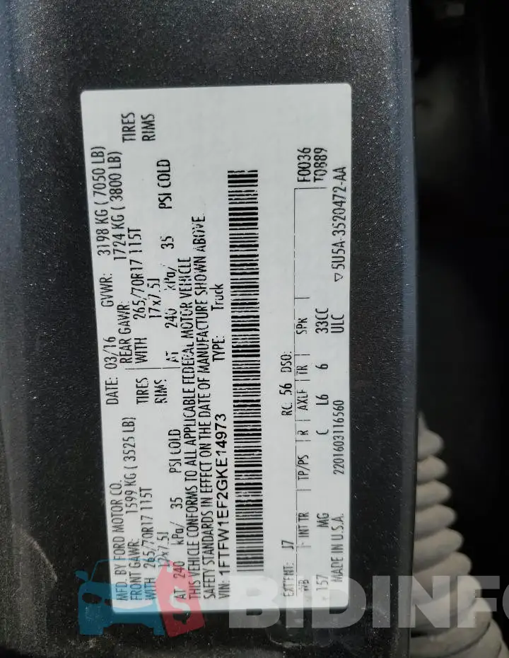 1FTFW1EF2GKE14973 Photo# 12