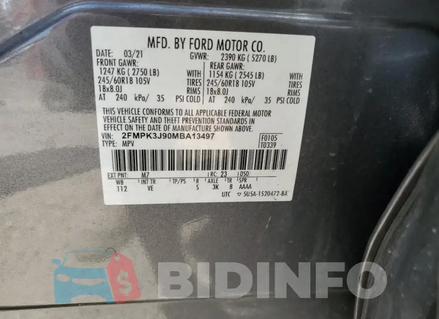 2FMPK3J90MBA13497 Photo# 13