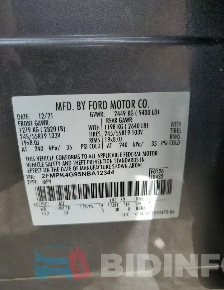 2FMPK4G95NBA12344 Photo# 13