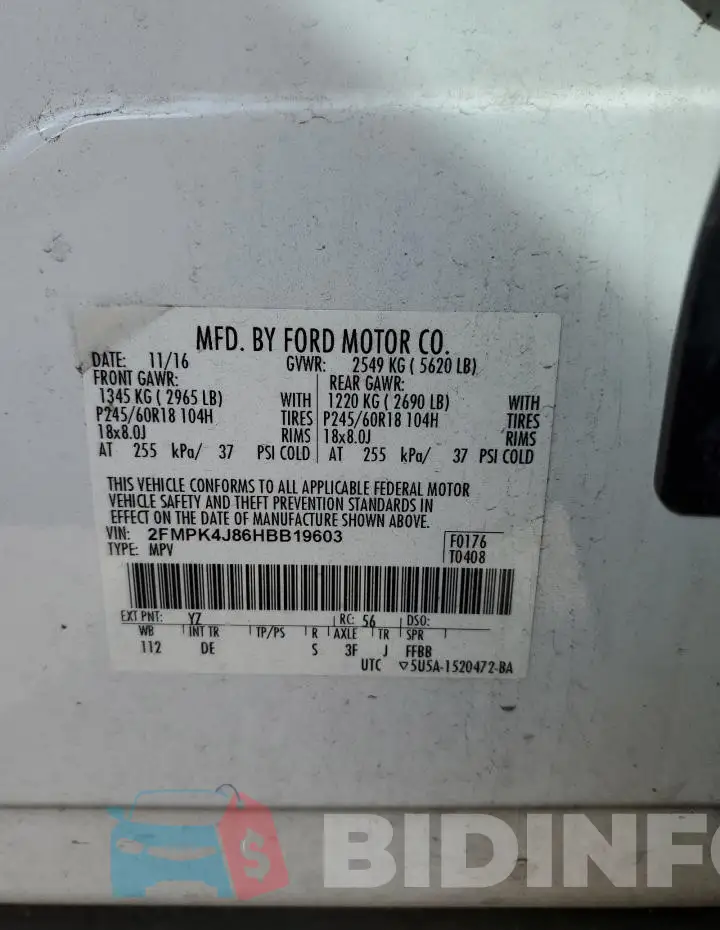 2FMPK4J86HBB19603 Photo# 13