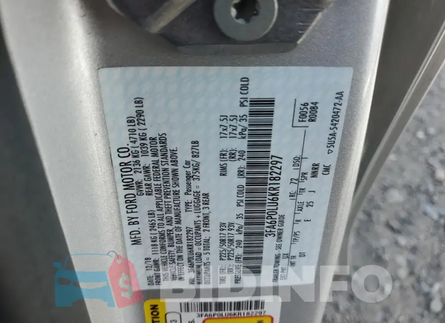 3FA6P0LU6KR182297 Photo# 12