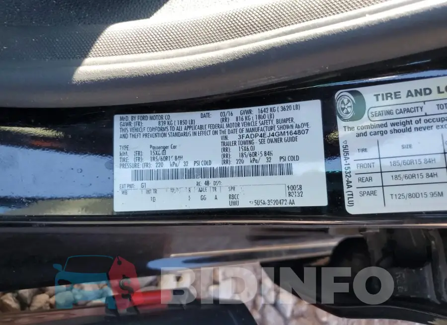 3FADP4EJ4GM164807 Photo# 12