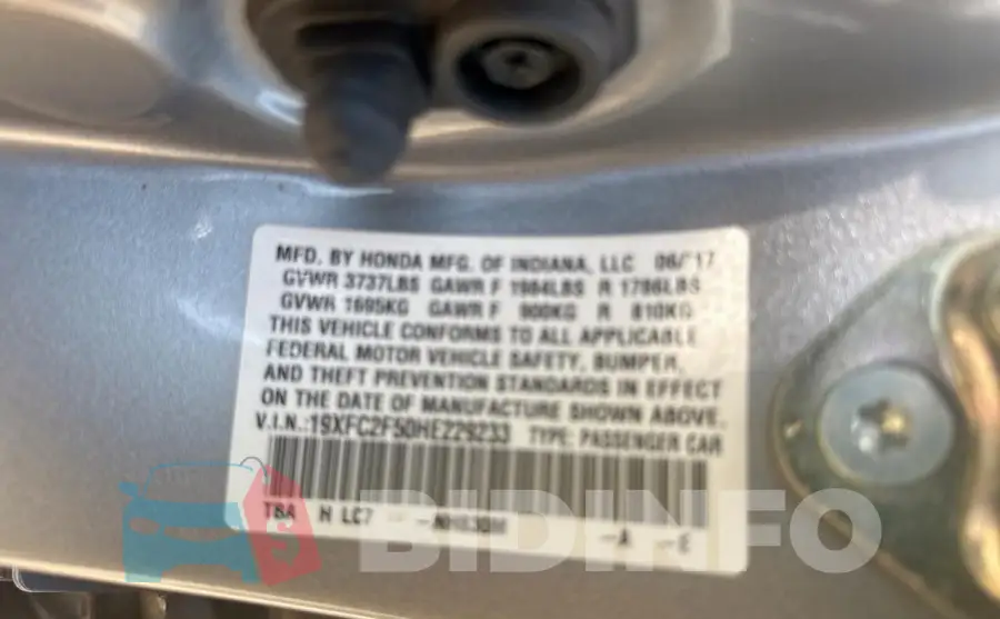 19XFC2F50HE229233 Photo# 10