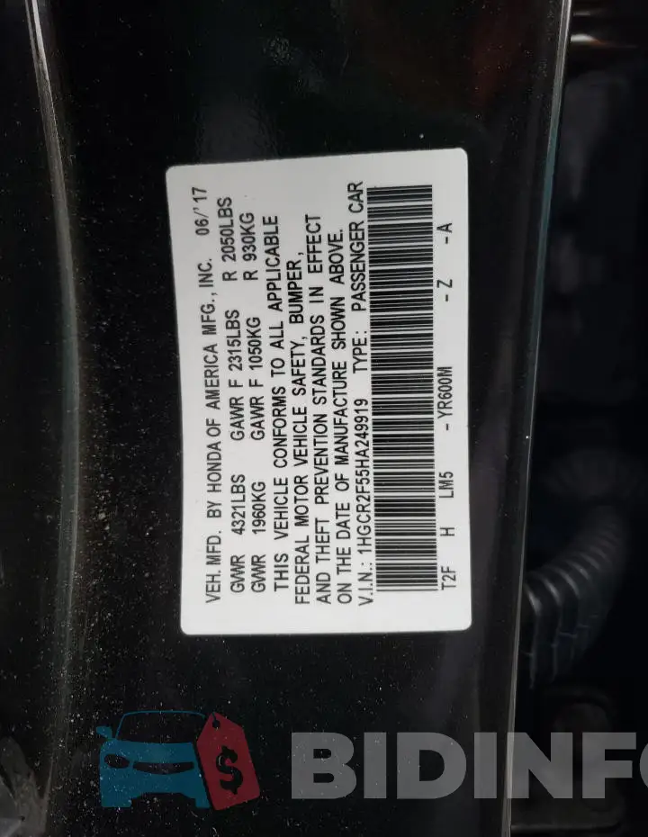 1HGCR2F55HA249919 Photo# 12
