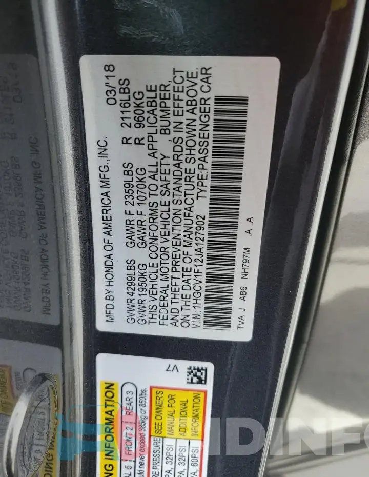 1HGCV1F12JA127902 Photo# 12