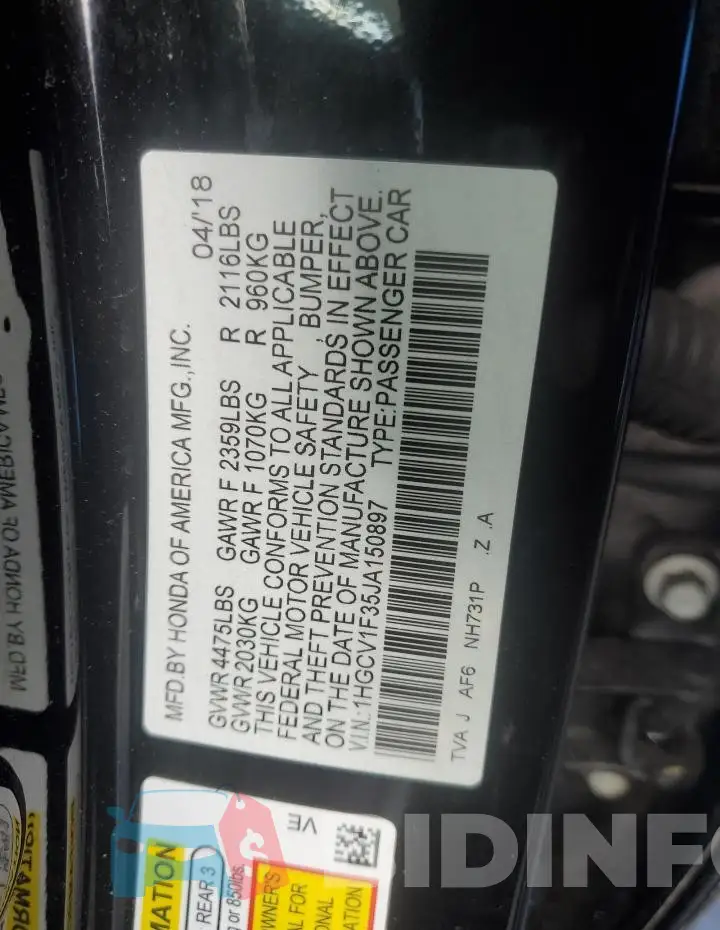 1HGCV1F35JA150897 Photo# 12