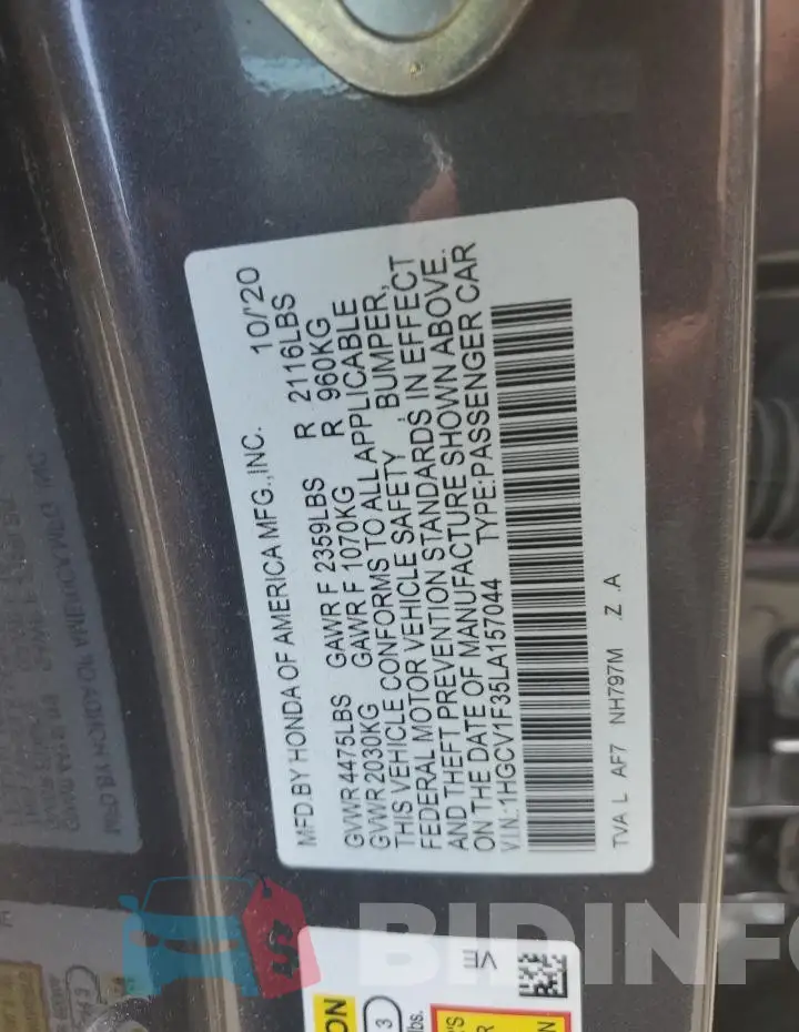 1HGCV1F35LA157044 Photo# 12