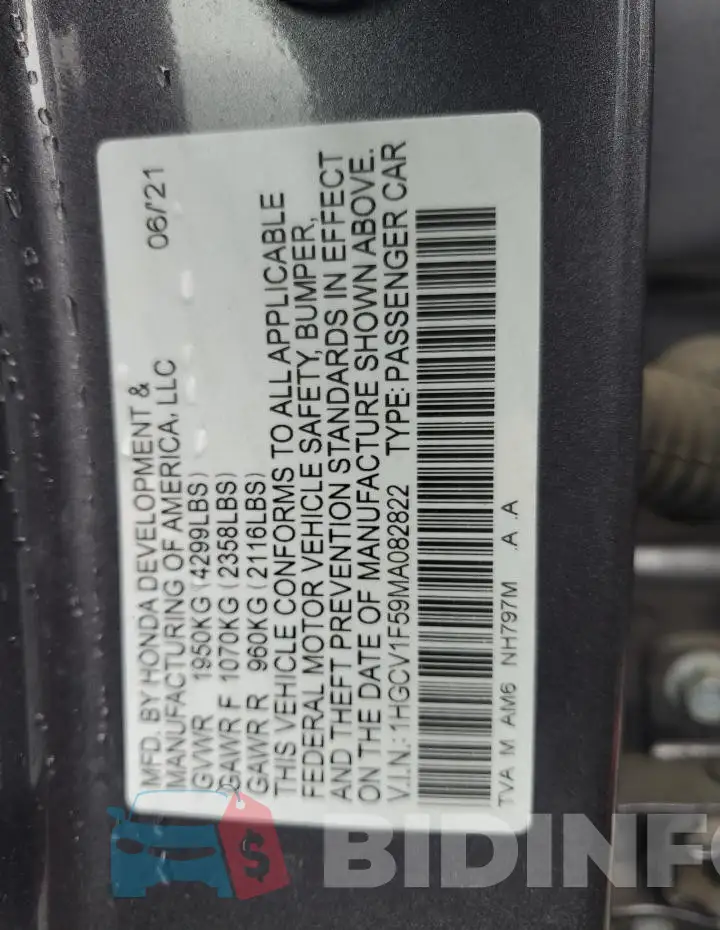 1HGCV1F59MA082822 Photo# 12
