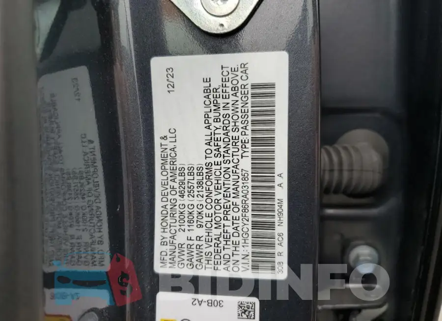1HGCY2F86RA031857 Photo# 13