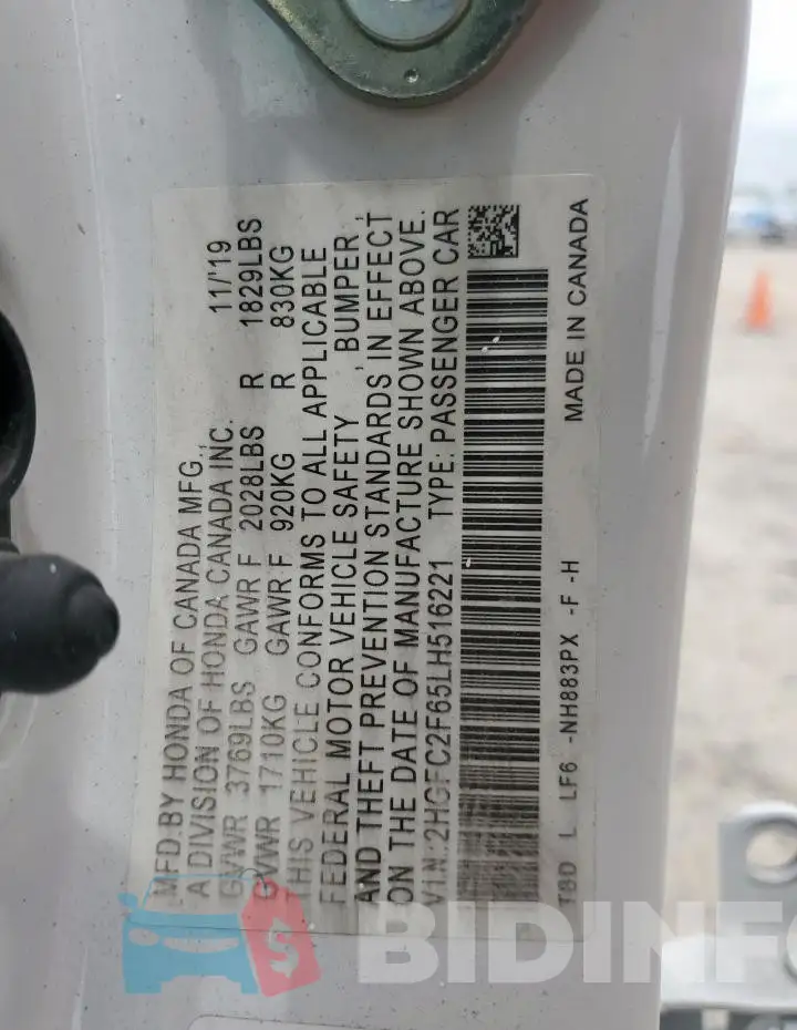 2HGFC2F65LH516221 Photo# 13