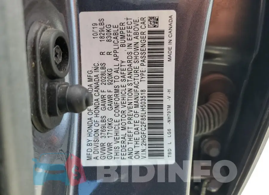 2HGFC2F85LH503518 Photo# 12