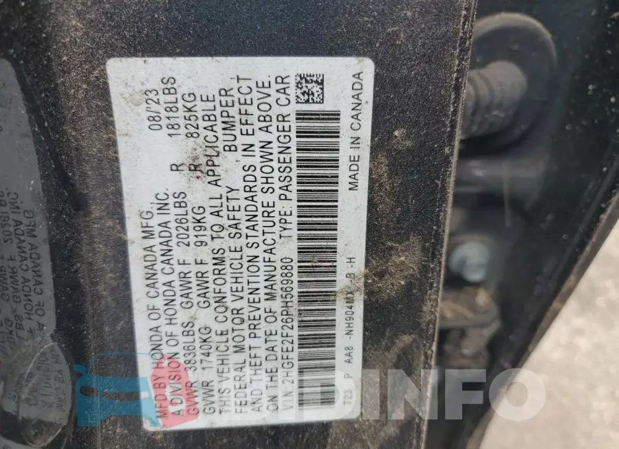 2HGFE2F26PH569880 Photo# 12