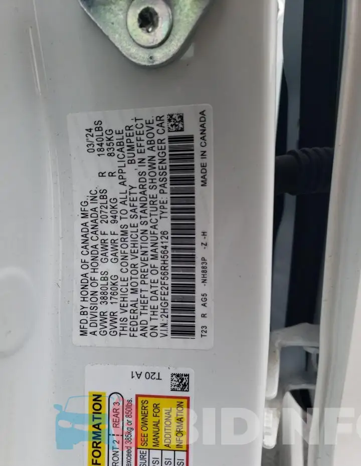 2HGFE2F56RH564126 Photo# 12